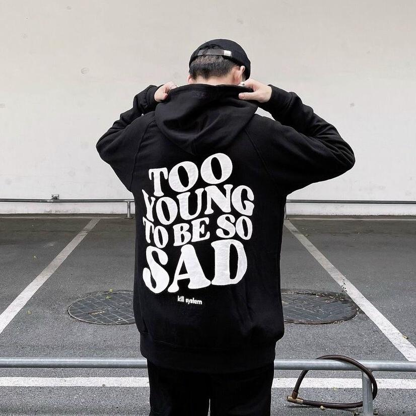 Áo hoodie nỉ bông in chữ nổi TOO YOUNG nam nữ unisex