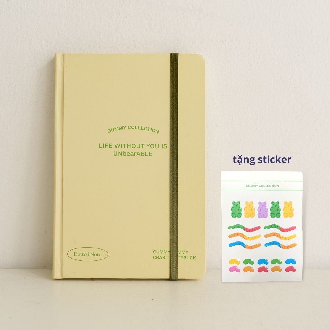 Tặng Sticker Sổ Tay Bỏ Túi Crabit Ruột Dotgrid, 100Gsm, 120 Trang - Gummy Bear - Bear - Vàng