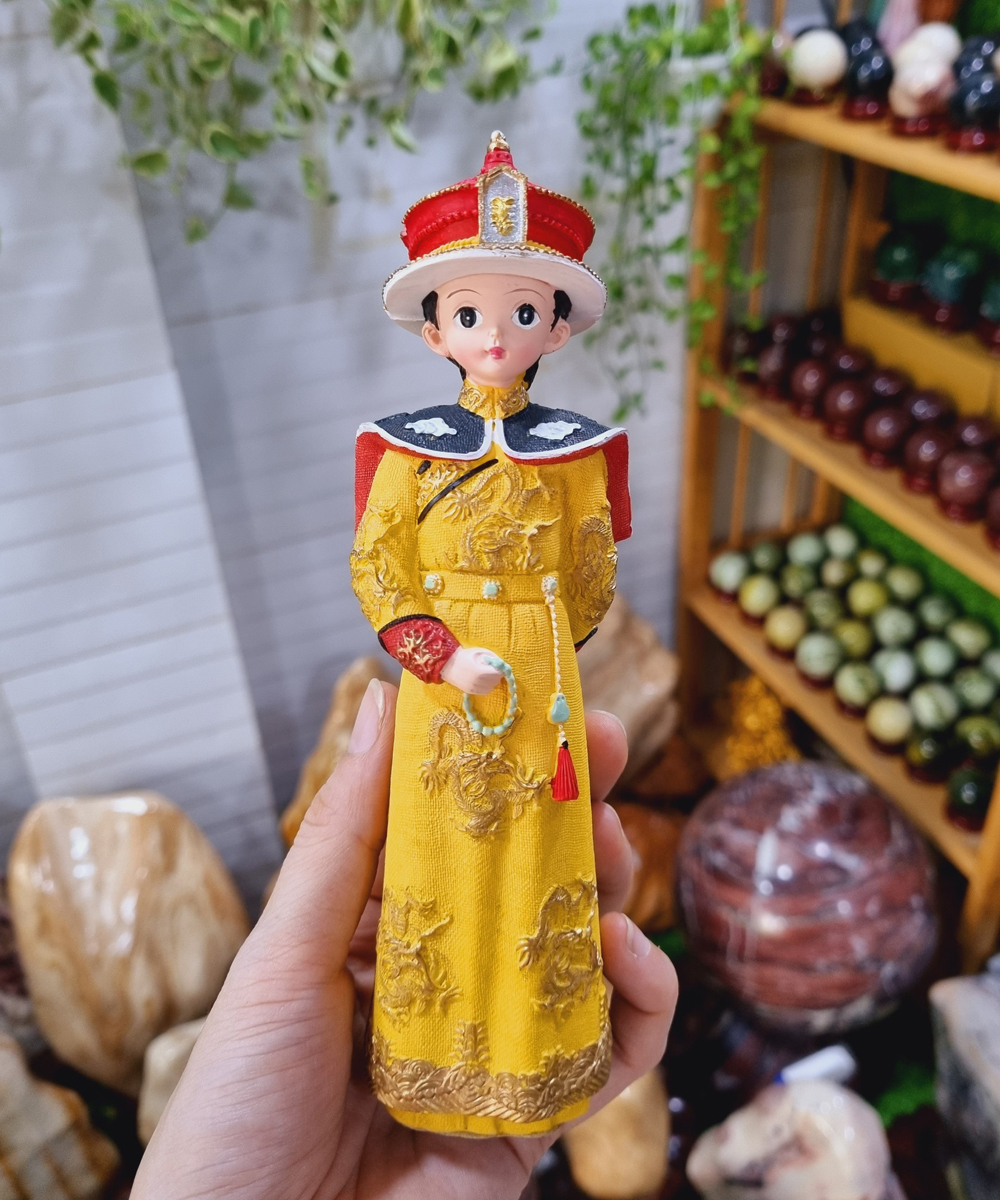 Bộ 02 tượng Hoàng Thượng - Hoàng Hậu cổ trang size nhỏ 18cm
