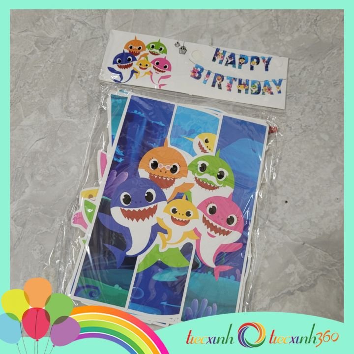 Dây chữ Happy Birhday chủ đề Baby Shark