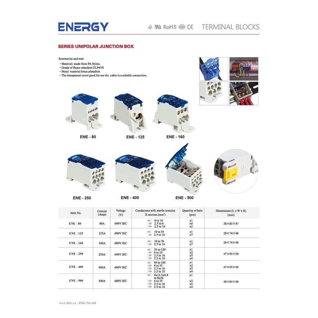 THIẾT BỊ ĐIỆN ENERGY – HỘP NỐI CÁP KHỐI CÀI RAIL 2P, 4P 125A