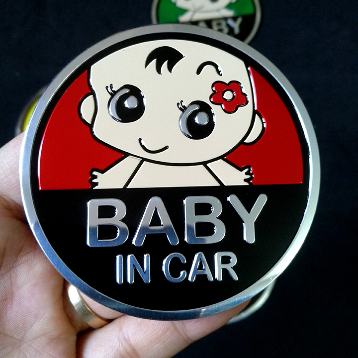 Logo dán kim loại BABY IN CAR