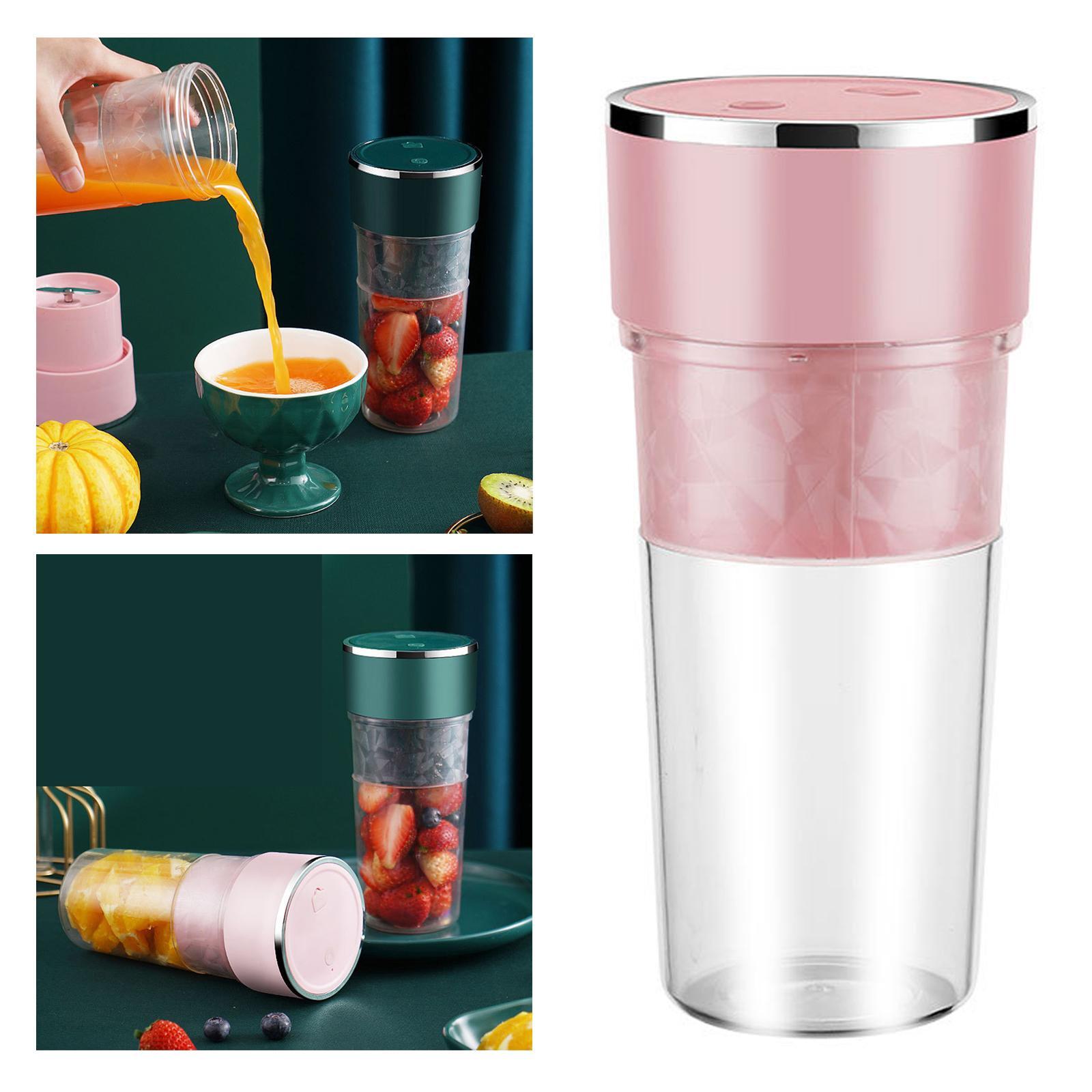 Portable Blender Jucie Fruit Blender Breakfast Drinkware Cup for Travel Pink
