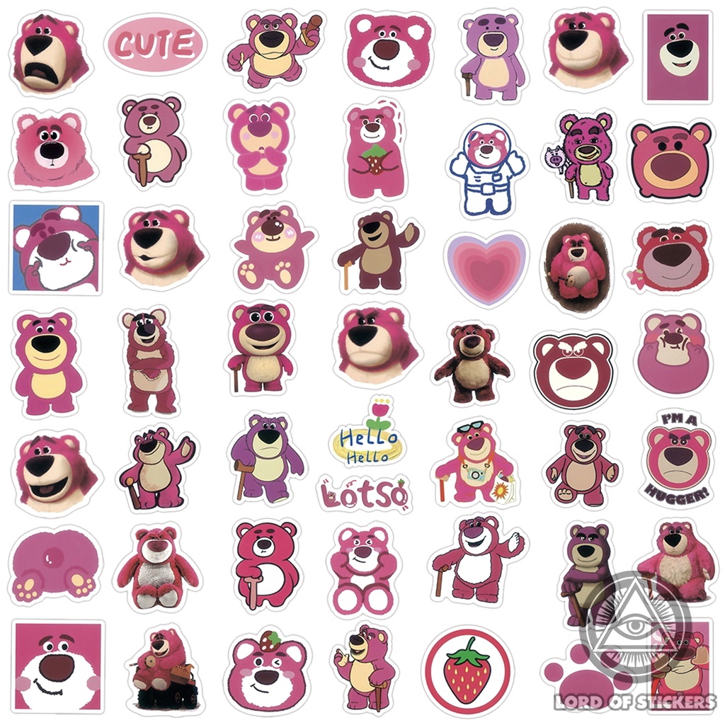 Sticker gấu dâu Lotso 30-60 hình khác nhau/ hình dán Lotso gấu dâu