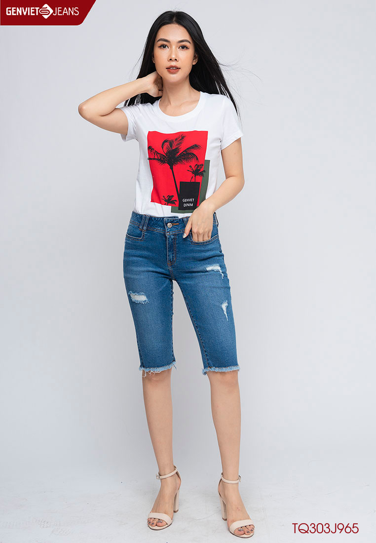 Quần ngố jeans nữ TQ303J965 GENVIET JEANS