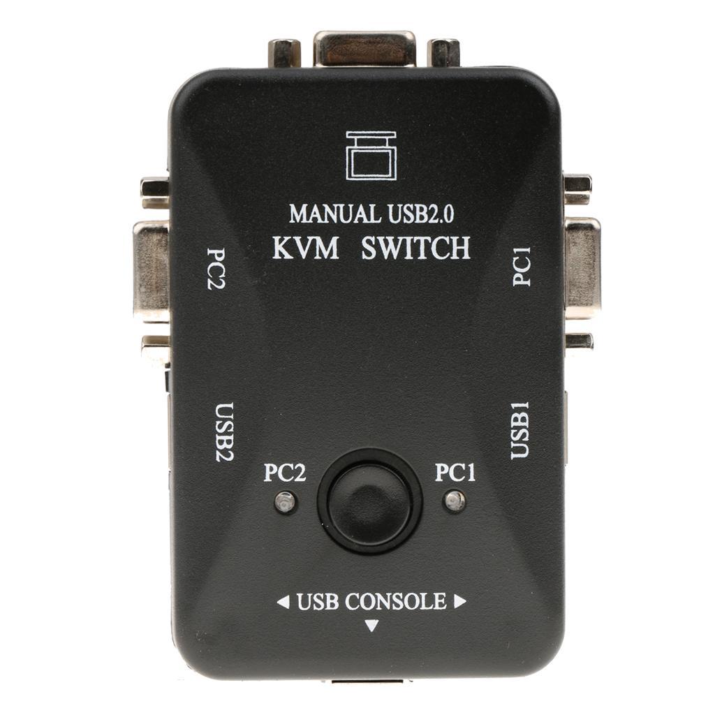 2 Port USB VGA KVM Switch with Cables Mouse Keyboard Monitor Plug & Play