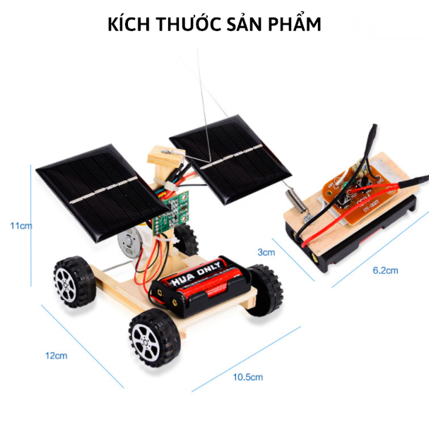 Đồ chơi khoa học tự làm xe đua điều khiển từ xa chạy bằng PIN năng lượng mặt trời bằng gỗ cho bé