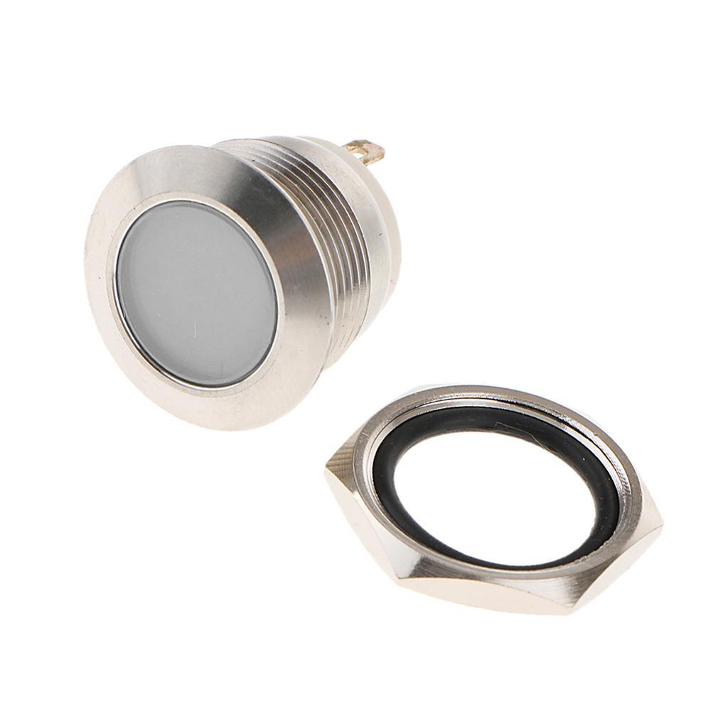 3xCar Motorcycle DC12V 19mm Panel Indicator Light for Wrie Leads White