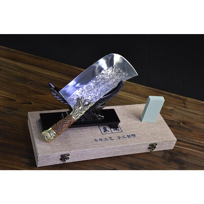 Dao bếp thái lọc,chặt gà không rỉ cao cấp, mặt dao hoa văn phong thủy,khâu đồng - D38 DT149 T