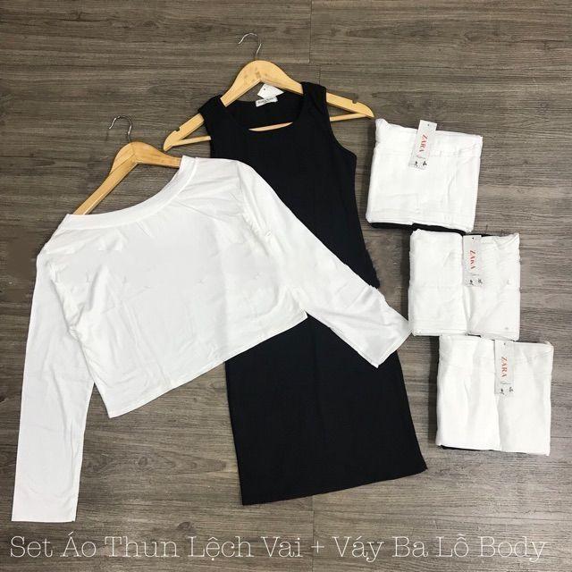 LH32 - Váy Body và Áo Croptop Trễ Vai