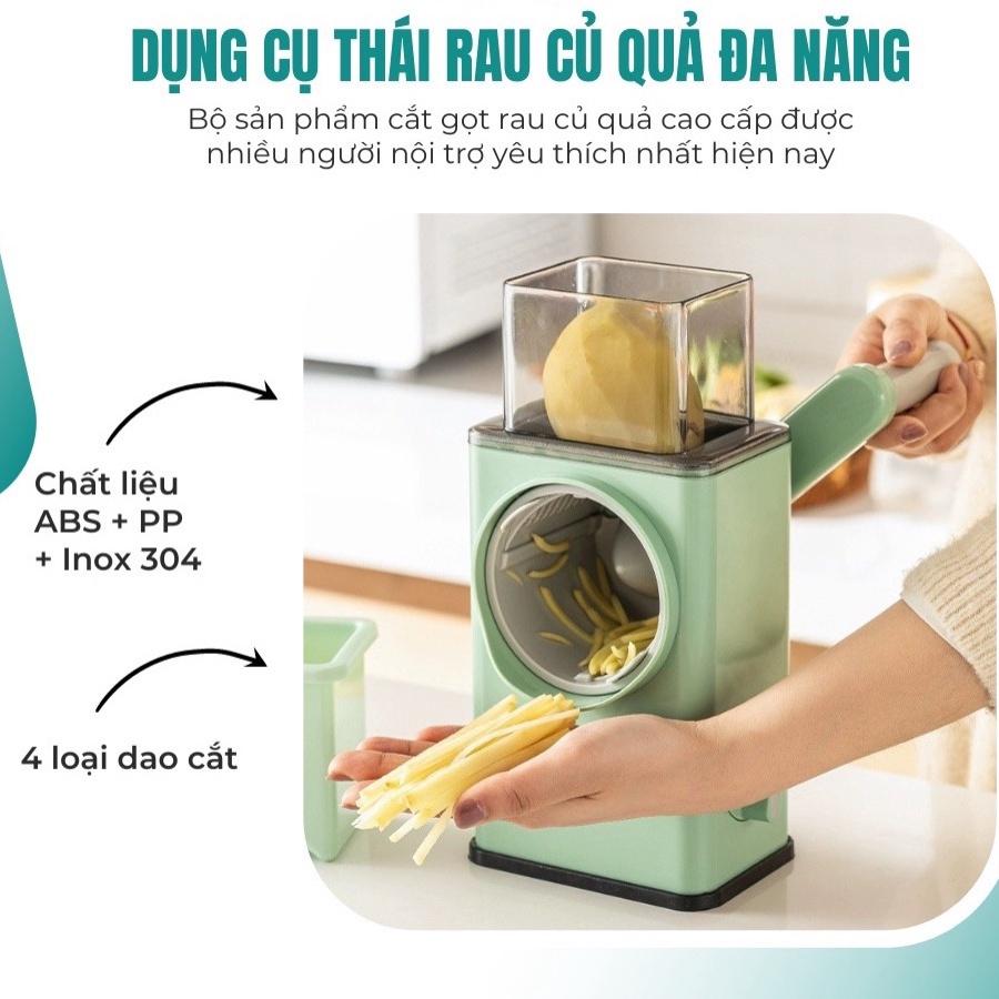 Máy Thái Lát Rau Củ Quả Để Bàn Cầm Tay- Dụng Cụ Bào Sợi, Cắt Lát Rau Củ Đa Năng 4in1