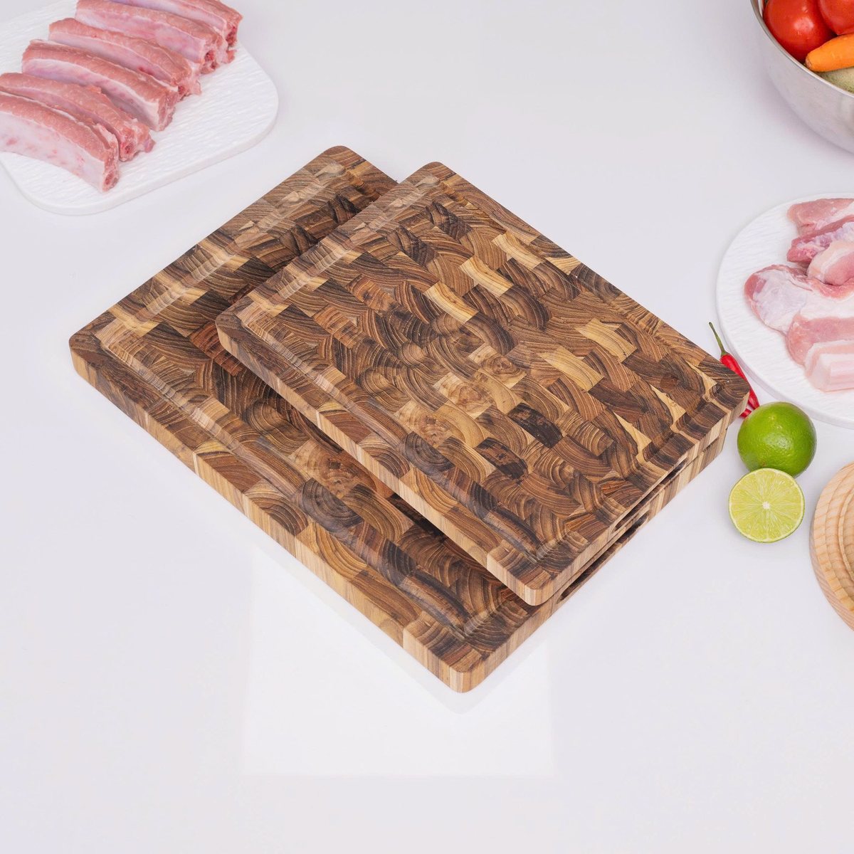 Thớt thái chữ nhật gỗ Teak tự nhiên KALPEN T6 20x30cm/ T7 25x35cm dầy 2.5cm hàng chính hãng