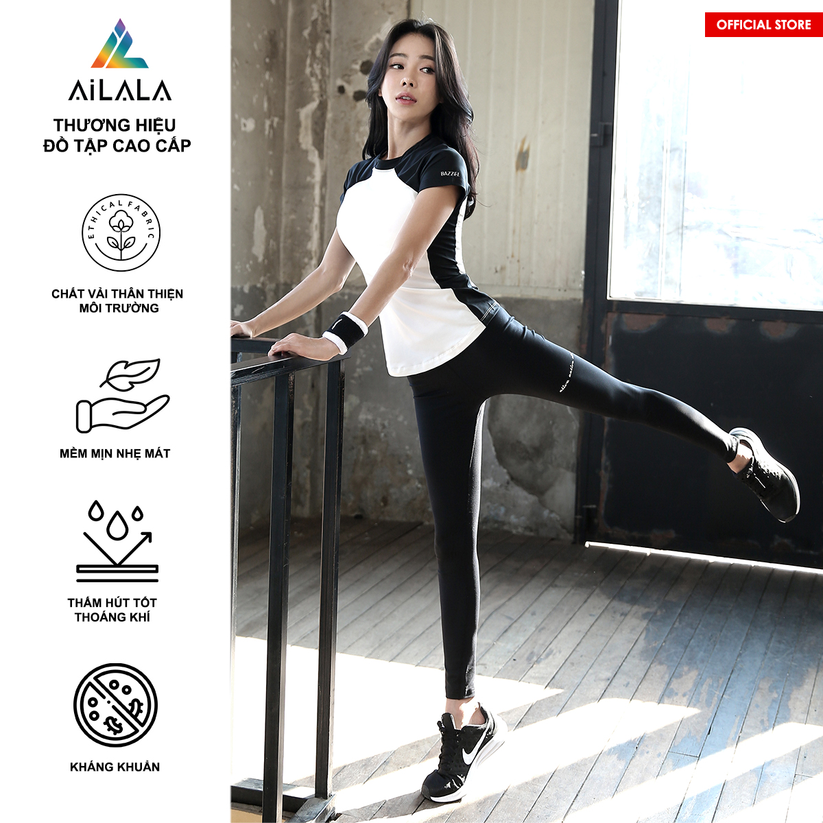 Bộ quần áo thể thao nữ AiLALA HK27, Đồ tập Yoga Gym Pilates, chất vải Hi-tech cao cấp