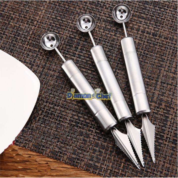 Muỗng Inox Múc Và Tỉa Hoa Quả 2 in 1