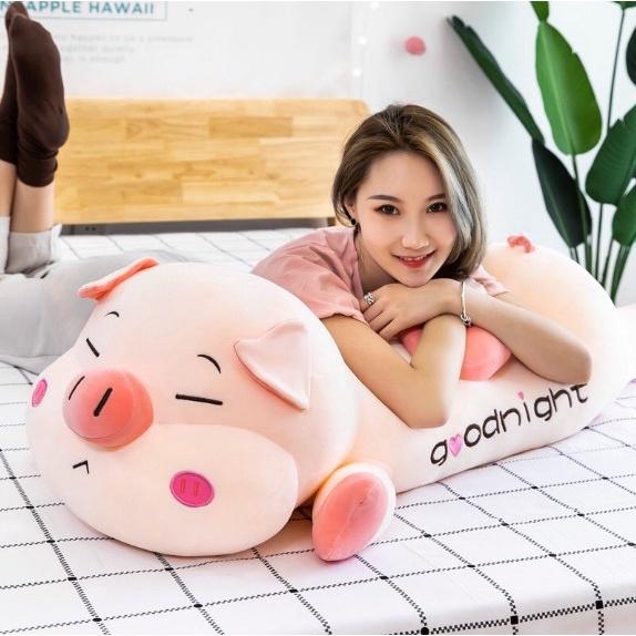 Gấu Bông Heo Cánh Tiên Trái Tim Lim Dim Size To 1m2, 1m4 - Heo Hồng Quà Tặng Vải Miniso Siêu Mịn