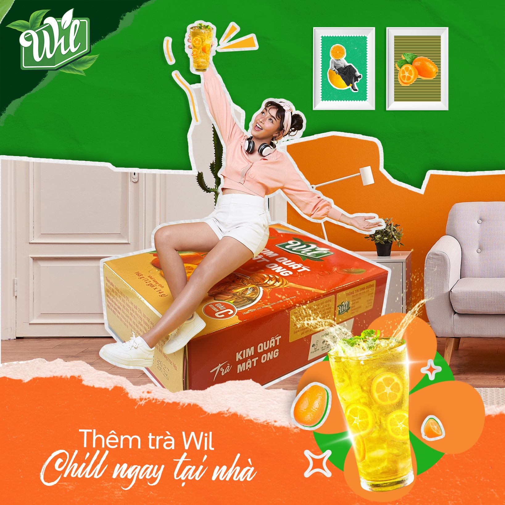 Trà kim quất mật ong Wil hòa tan trà tắc mật ong hộp 168g (12 gói x 14g)