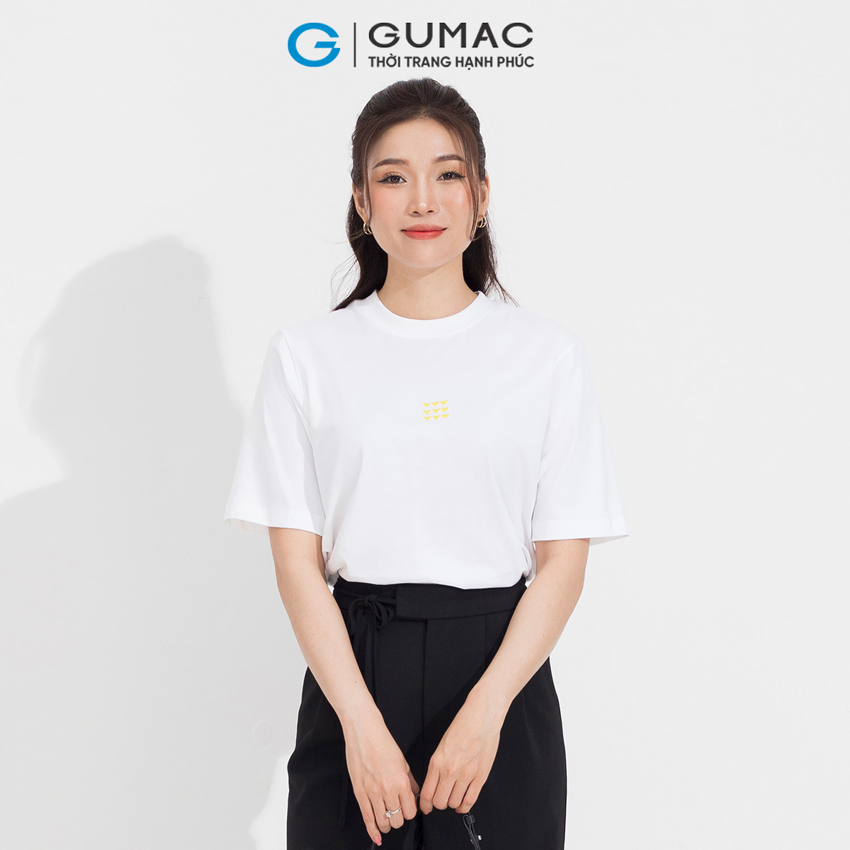 Áo thun nữ tay ngắn thêu hình dễ thương trẻ trung năng động thời trang GUMAC ATD05052