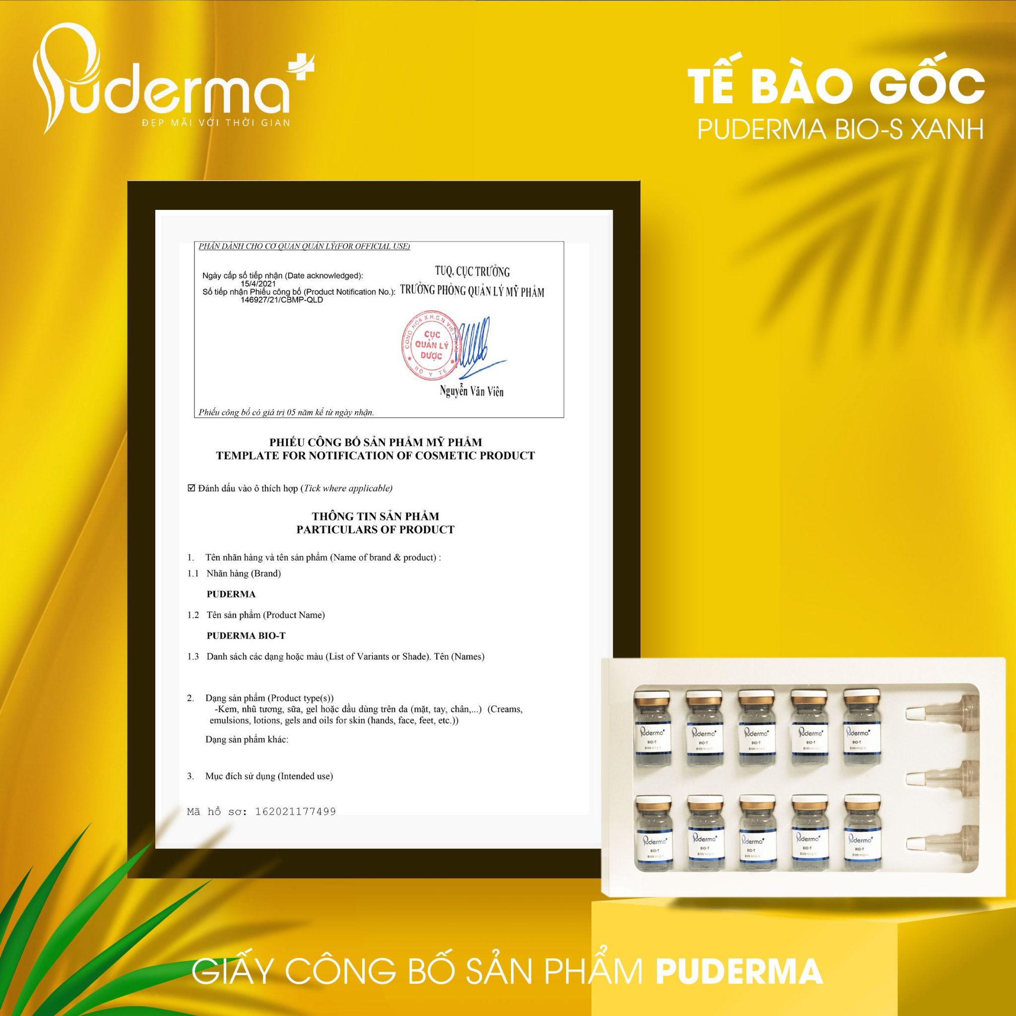 Tế Bào Gốc Xanh PUDERMA BIO-T XANH : cung cấp độ ẩm và dưỡng chất cho da, giúp làm mờ vết nám, tàn nhang, đồi mồi, vết thâm trên da, ngăn ngừa nếp nhăn cho da, mang lại làn da mềm mịn, săn chắc.