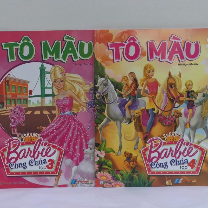 combo 4 tập/vở tô màu barbie cong chúa