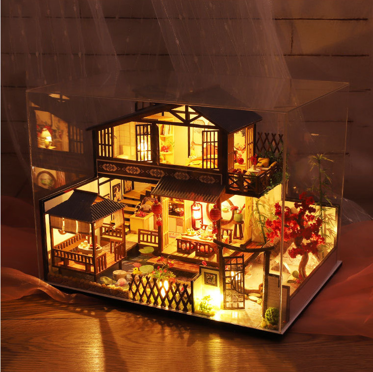 Mô hình nhà DIY Doll House Japanese Forest Valley Kèm Mica Chống bụi