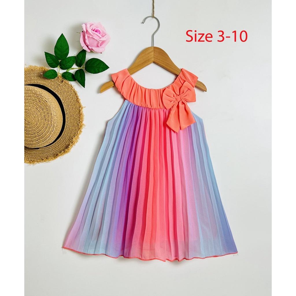 Đầm voan cho bé gái màu sắc cầu vồng size 15-30kg hàng thiết kế cao cấp