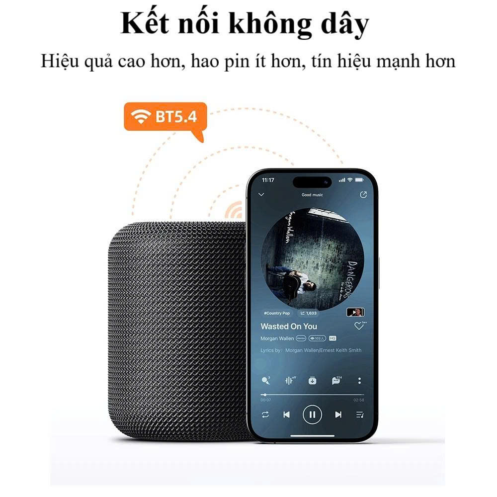 Loa Bluetooth Hoco HC30 Led RGB Bản Nâng Cấp Pin 1800mAh, Bluetooth V5.4, hỗ trợ thẻ nhớ TF, cắm USB phát nhạc - Hàng chính hãng