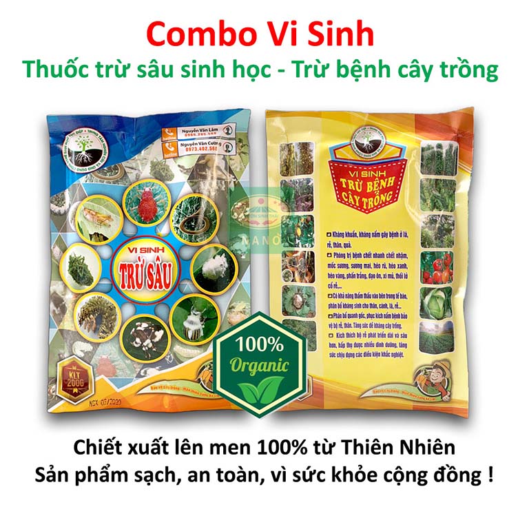 VƯỜN SINH THÁI - Combo vi sinh Thuốc Trừ Sâu Sinh Học và Trừ Nấm Bệnh cây trồng - Với hàng tỷ lợi khuẩn đối kháng - Sản phẩm Sạch - 100% Tự Nhiên