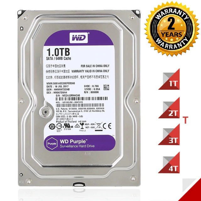 Ổ cứng HDD tím/Seagate 500G-1TB- 2TB chuyên dụng cho camera- Hàng chính hãng