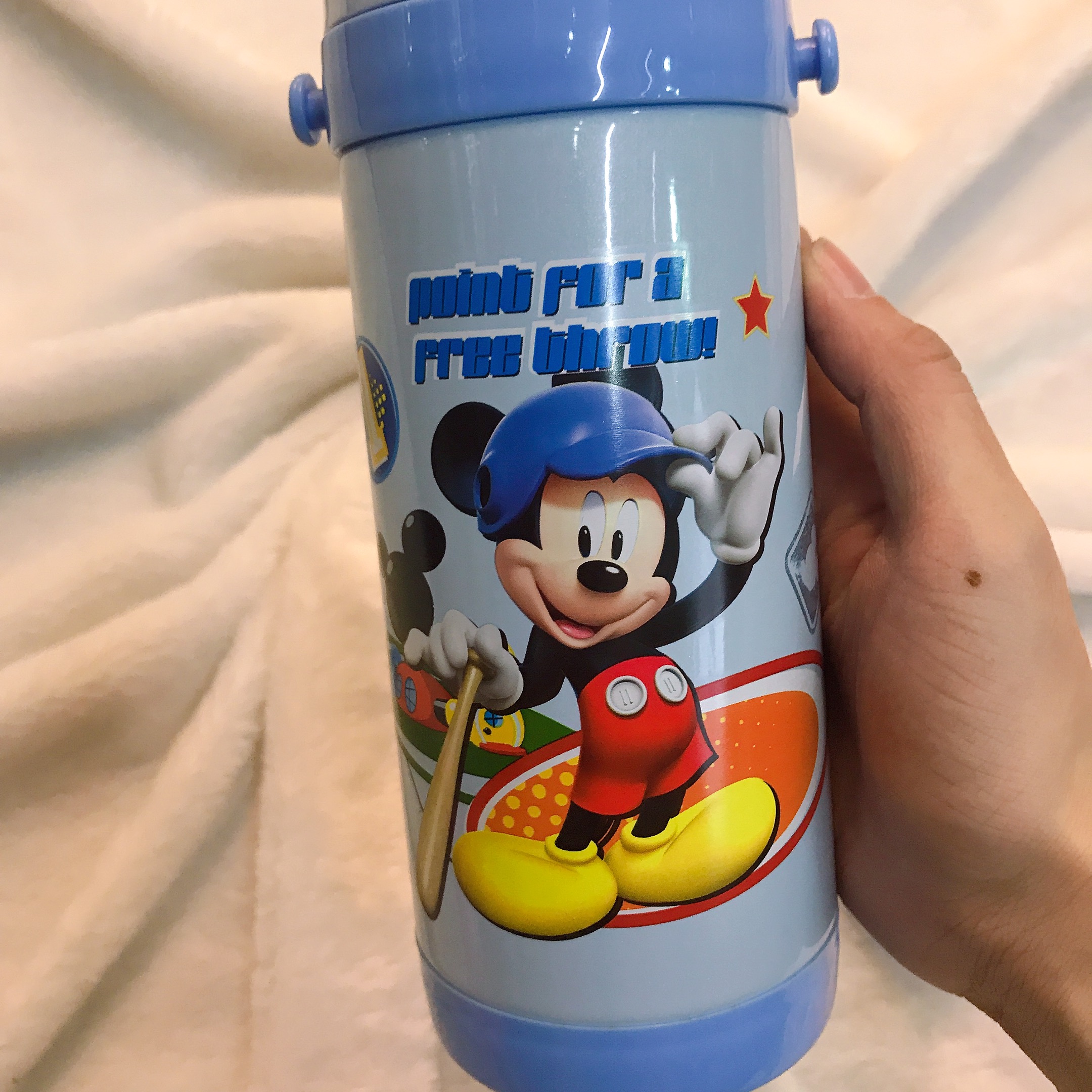 Bình nước giữ nhiệt hình chuột Mickey đội nón màu xanh cho trẻ em, các bé, học sinh -  - WD-3401X