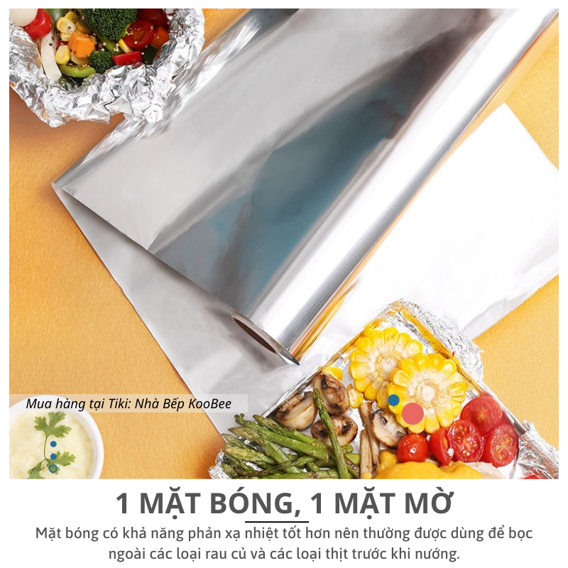 Cuộn giấy bạc nướng nhôm 20 mét KAULUS bọc thực phẩm dùng cho nồi chiên không dầu, lò nướng