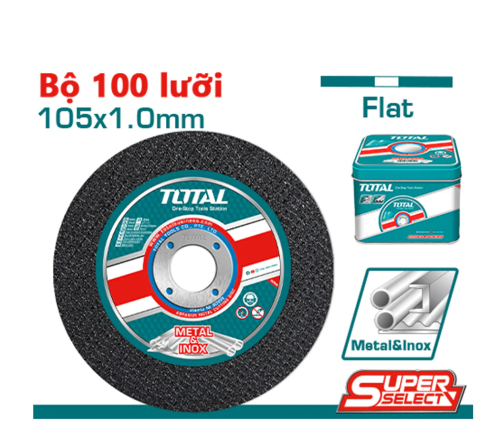 BỘ 100 ĐĨA CẮT KIM LOẠI 105MM TOTAL TAC210105100 - HÀNG CHÍNH HÃNG