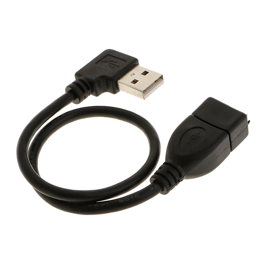 2x USB 2.0 Cables 30cm 90 Degree Right Angle Male To Female Extension Cable