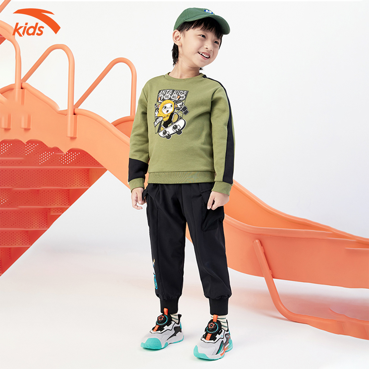 Giày thể thao bé trai Anta Kids, dòng chạy, thiết kế khóa habu thông minh, vải lưới thoáng khí 312239905