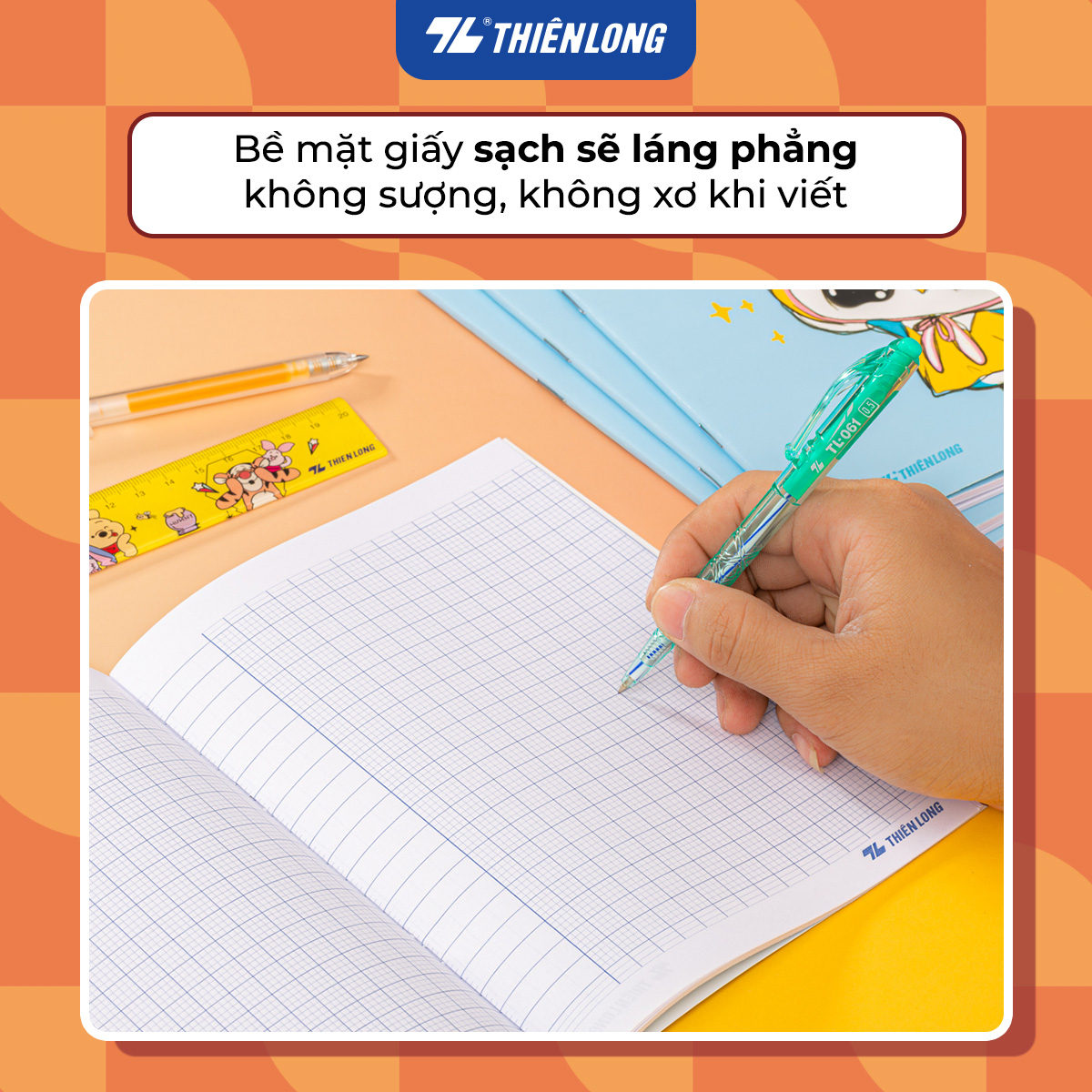 Bộ 5 Tập học sinh 96 trang 4 ô ly vuông 60 gsm Điểm 10 TP-NB039 (hình ngẫu nhiên)