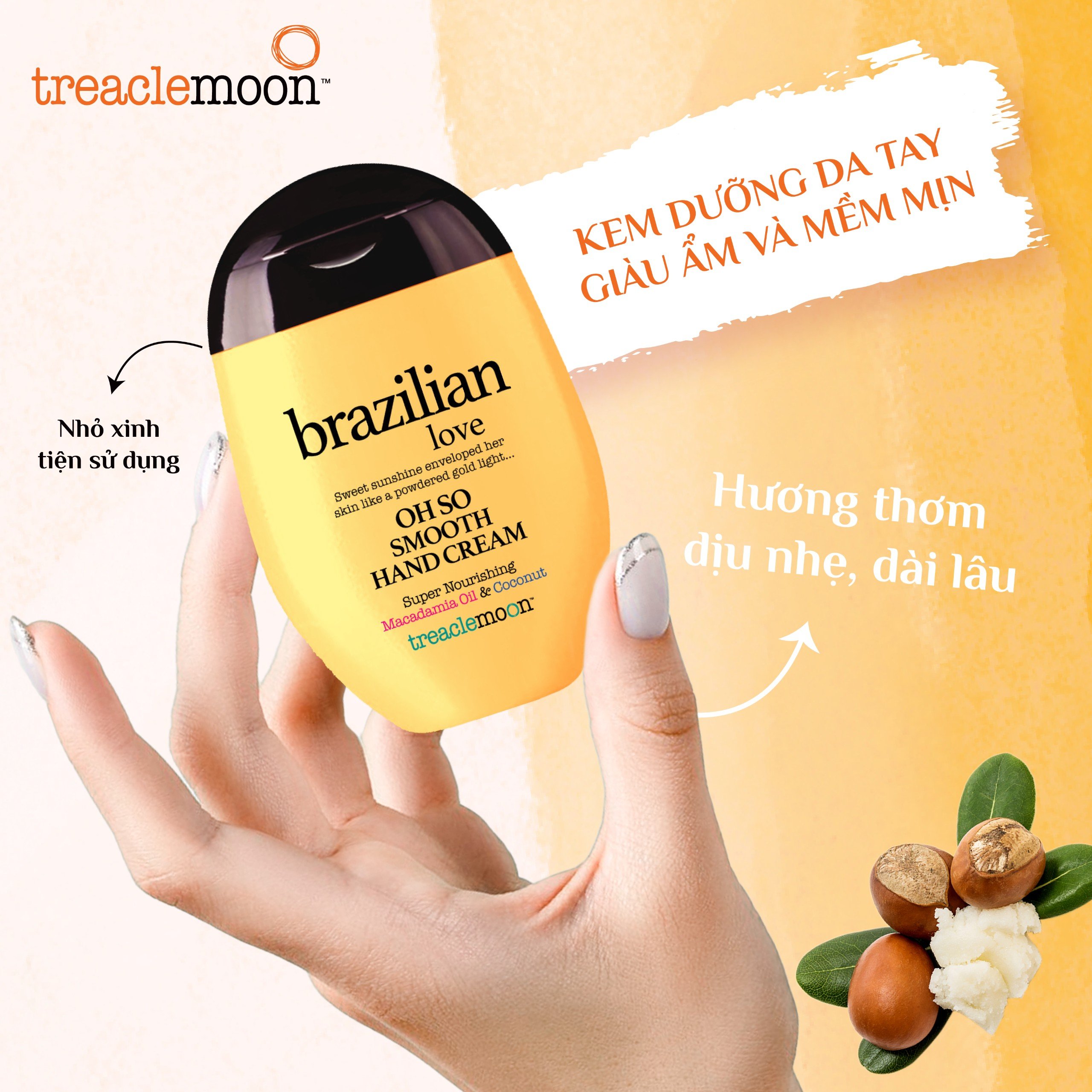 Kem dưỡng da tay và móng mềm mịn Treaclemoon 75ml - hương Dừa/ Mâm xôi/ Kẹo ngọt/ Nhiệt đới