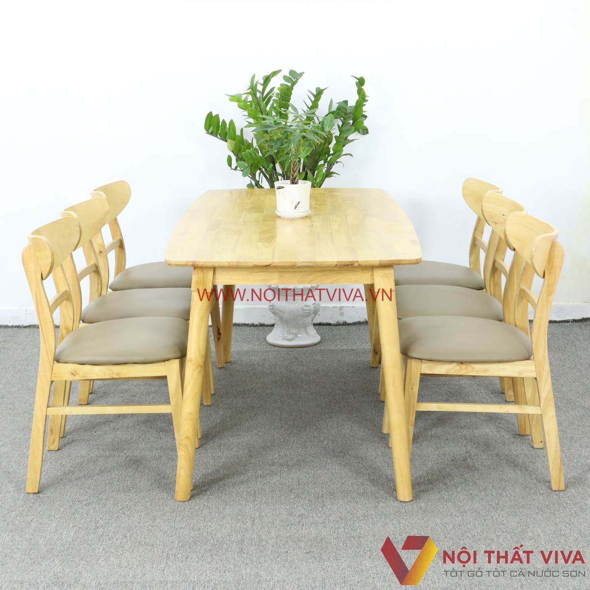 Bộ Bàn Ăn Mango 6 Ghế Gỗ Cao Su Tự Nhiên Gọn Đẹp Giá Rẻ