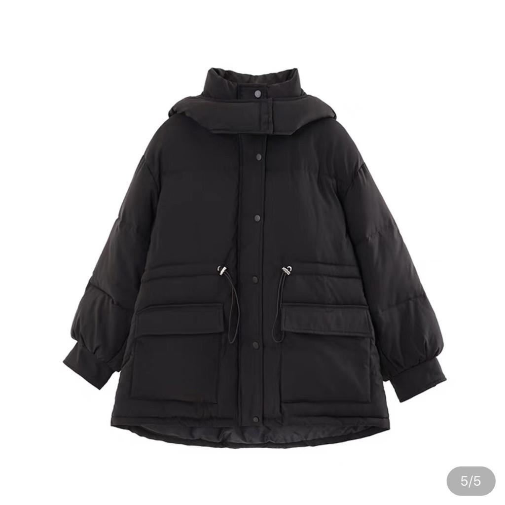 Áo khoác phao nam nữ MEANSTORE Jacket oversize form rộng phong cách Hàn Quốc màu Đen - Ảnh thật