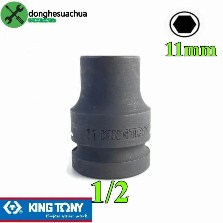 Tuýp 11mm loại 1/2 Kingtony 453511M ngắn 6 cạnh màu đen