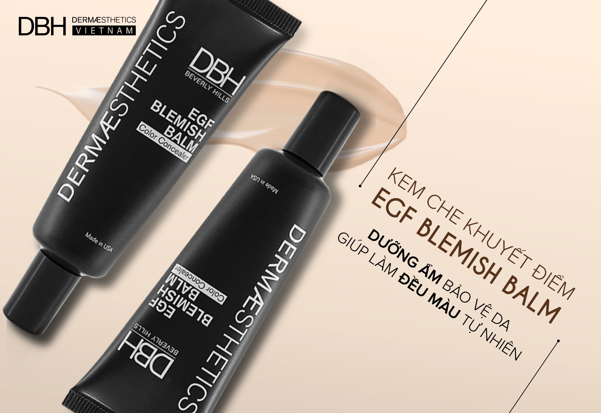 BỘ ĐÔI KEM CHỐNG NẮNG EGF/EGF/DNA UV SHIELD SPF47 PA+++ VÀ KEM CHE KHUYẾT ĐIỂM BẢO VỆ DA EGF BLEMISH BALM- DERMAESTHETICS BEVERLY HILLS
