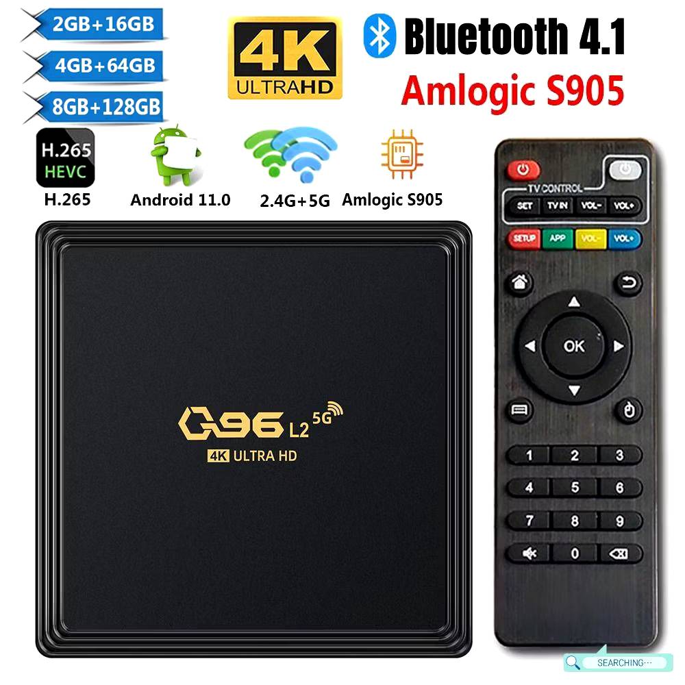 Box Q96 L2 Android 11, bản nâng cấp mới nhất 2024, Ram 4Gb+Room 64Gb, Amlogic S905L2 Quad Core 2.4G 5G Dual WIFI 4K UHD Bluetooth 4.1, xem 108 kênh truyền hình trong nước miễn phí, Hàng nhập khẩu