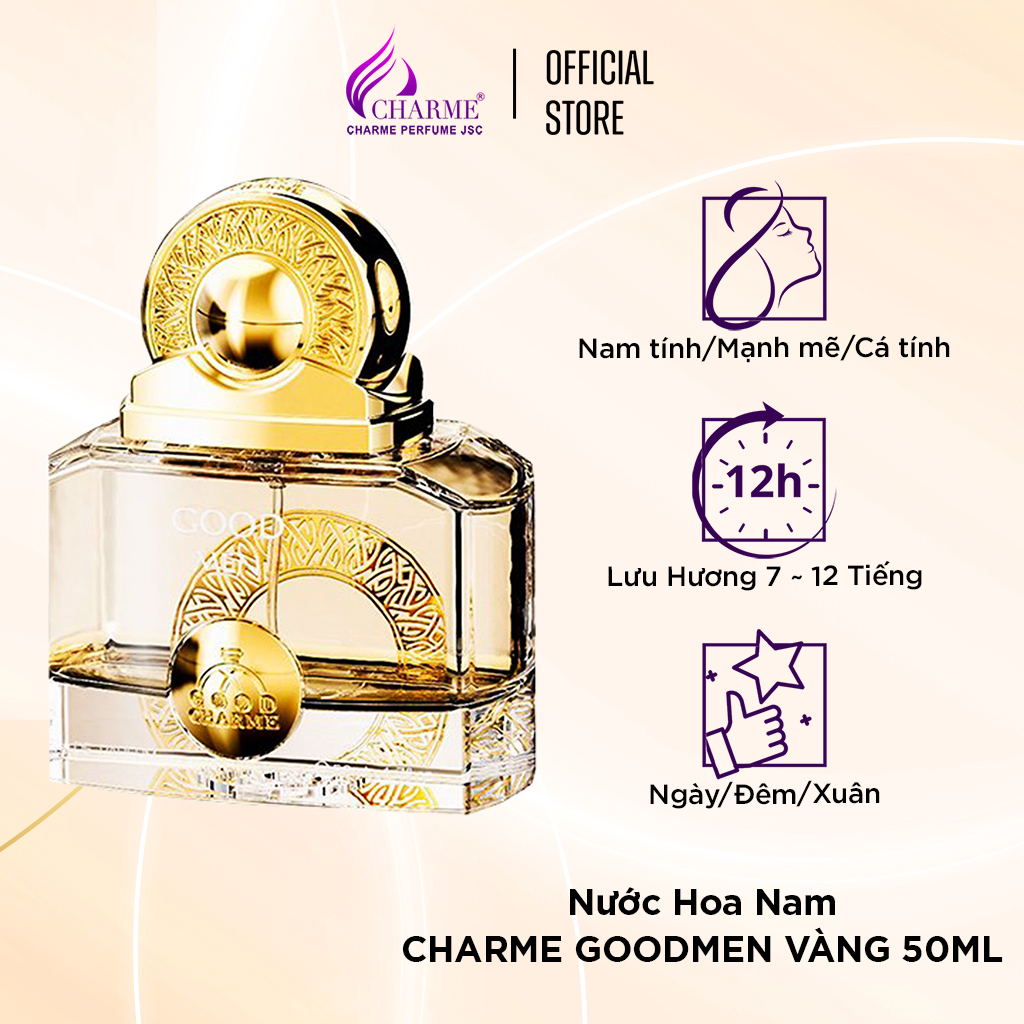 Nước hoa nam cao cấp, Charme Goodmen Vàng, dành cho người đàn ông lịch lãm, lôi cuốn, 50ml