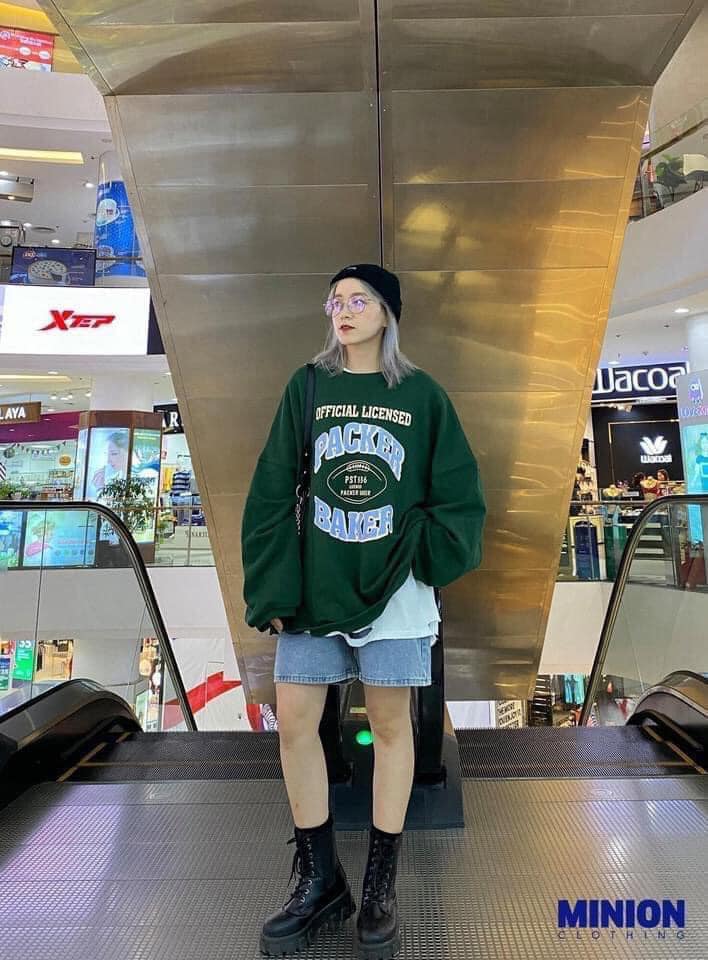 ÁO SWEATER FORM RỘNG MÀU XANH RÊU PACKER BAKER