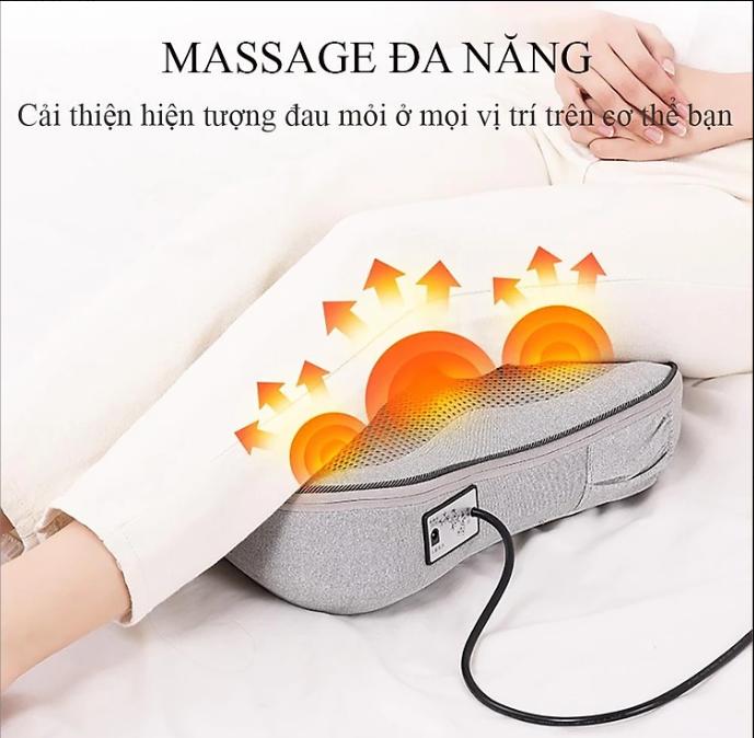 Gối Massage Toàn Thân Cao Cấp, Máy Massage Lưng Cột Sống 16 Bi Hồng Ngoạị Giúp Giải Tỏa Mệt Mỏi Và Căng Thẳng ( Sạc Điện)