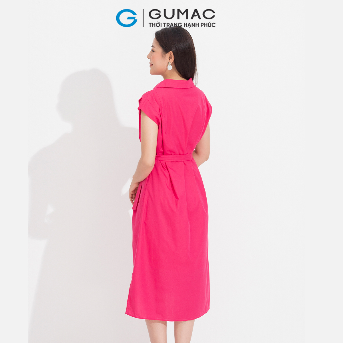 Đầm sơ mi vai kiểu GUMAC DD05041