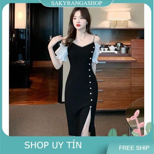 ĐẦM BODY BẸT VAI ĐÍNH HẠT CHÂU CAO CẤP