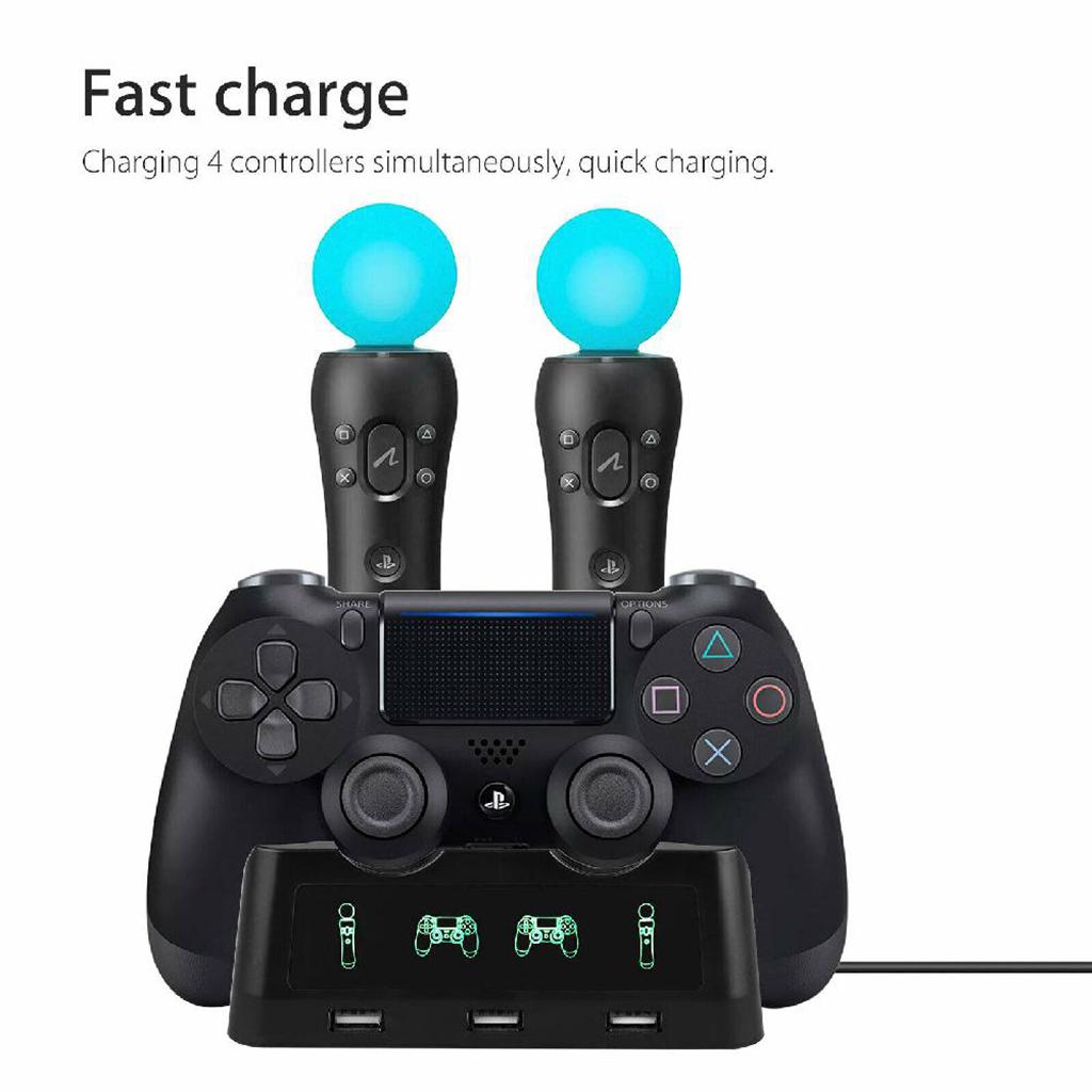 4in1 Game Controller Charger Joystick Charging Station Mount Kit DC 5V for PS VR Controller