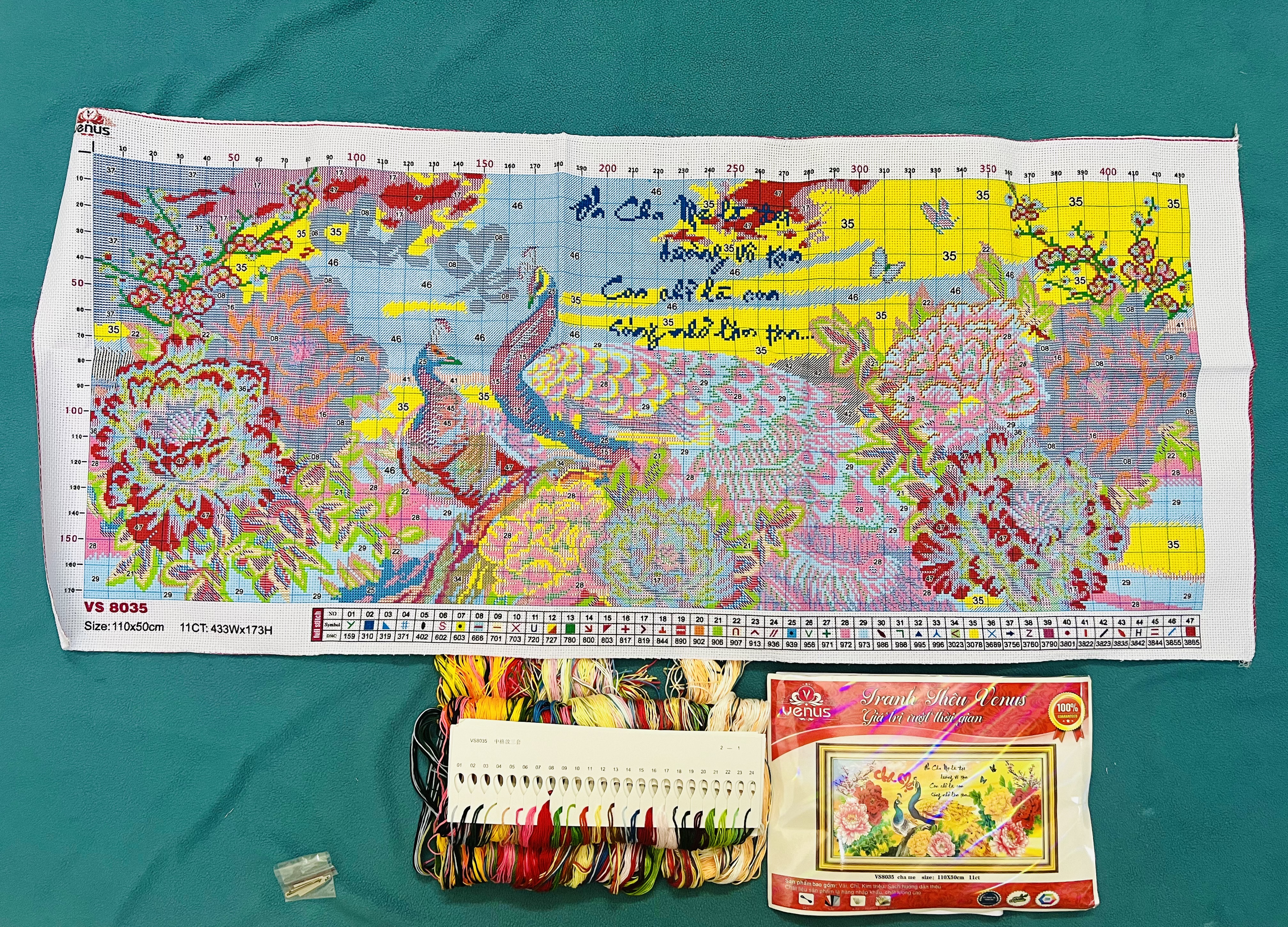 Tranh thêu kín Cha mẹ VS8035, kích thước 110 x 50 cm
