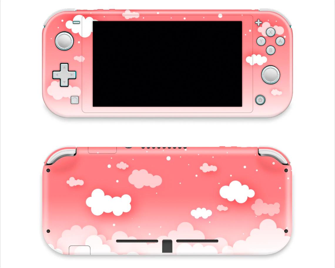 Skin decal dán Nintendo Switch Lite mẫu Màu Pastel mây trời đỏ (dễ dán, đã cắt sẵn)