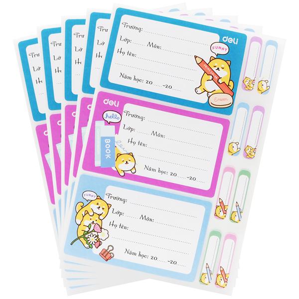 Nhãn Vở Học Sinh 3 Ô Kèm Sticker - Deli CA906A (15 Nhãn)