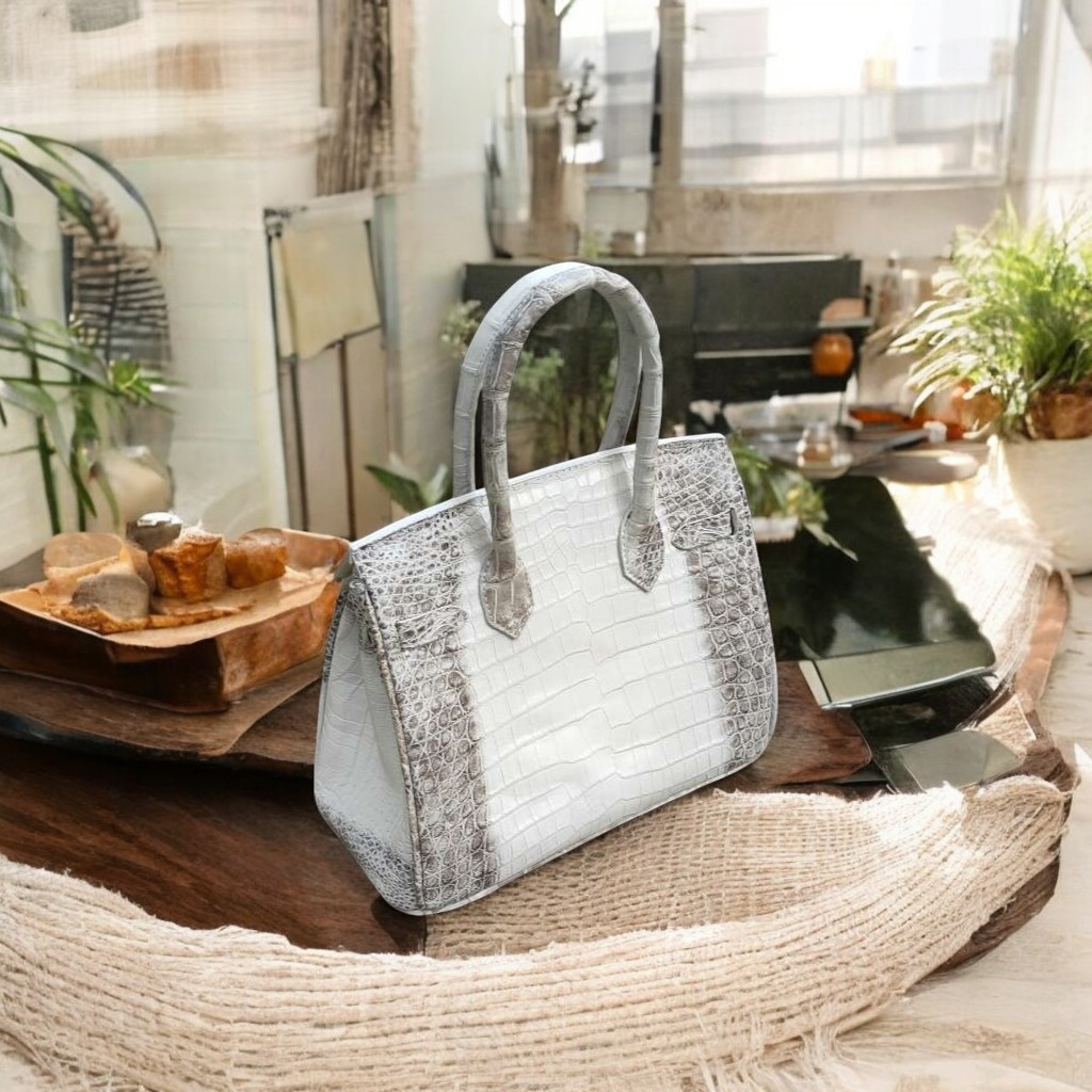 Túi xách cá sấu nữ màu Trắng tro cao cấp Loại 1